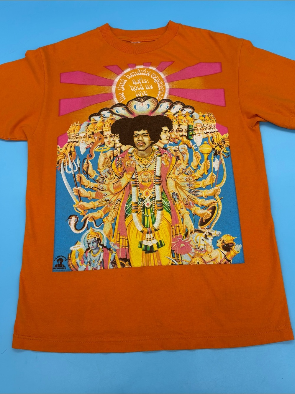 Vintage Jimi Hendrix Experience Axis Bold As Love Rock Band T-shirt Orange Tee